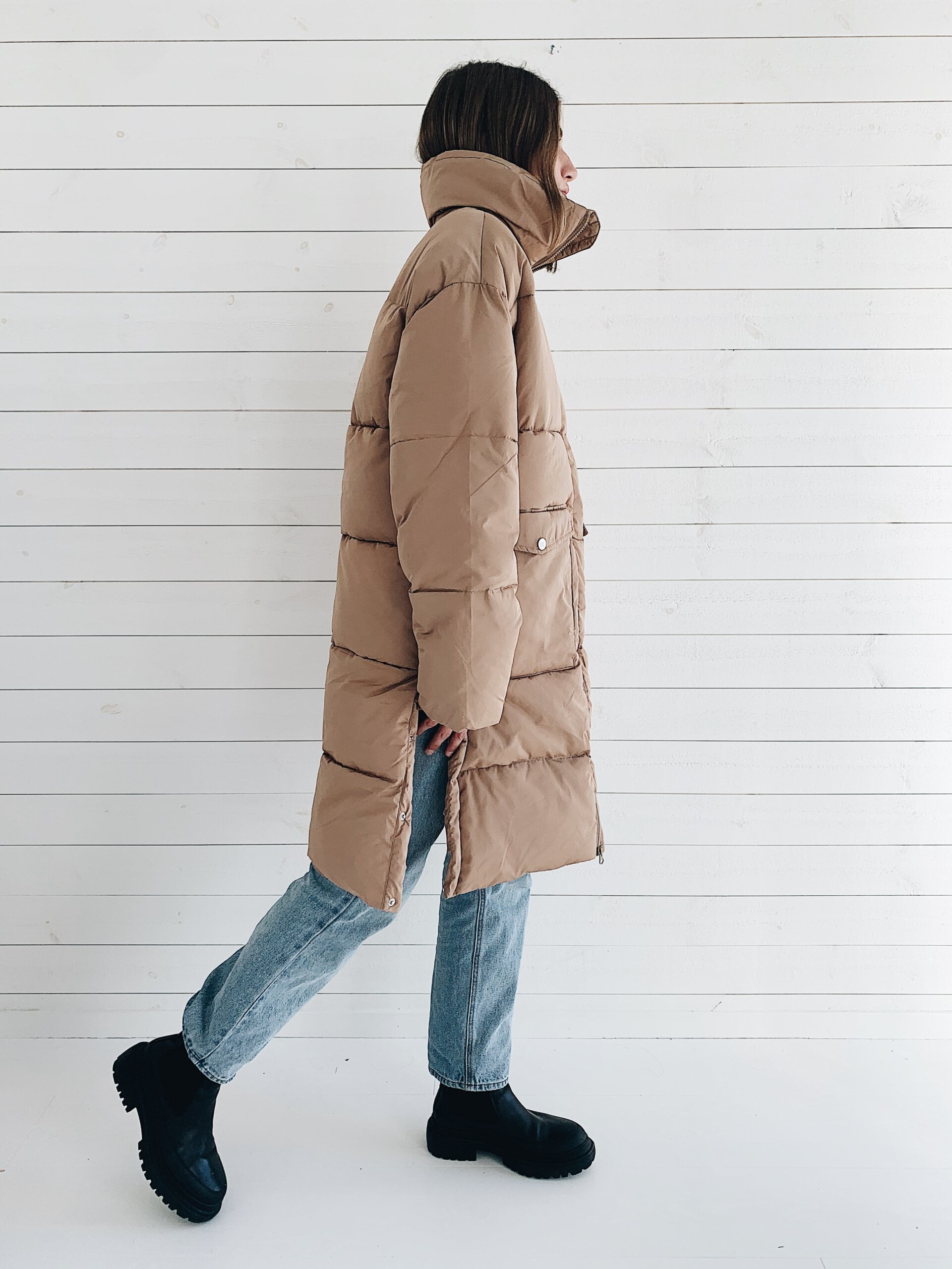 Long Puffer Coat Beige Retailer, 63 