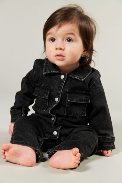 Baby Toddler Unisex Solid Top and Trendy Denim Overalls Set