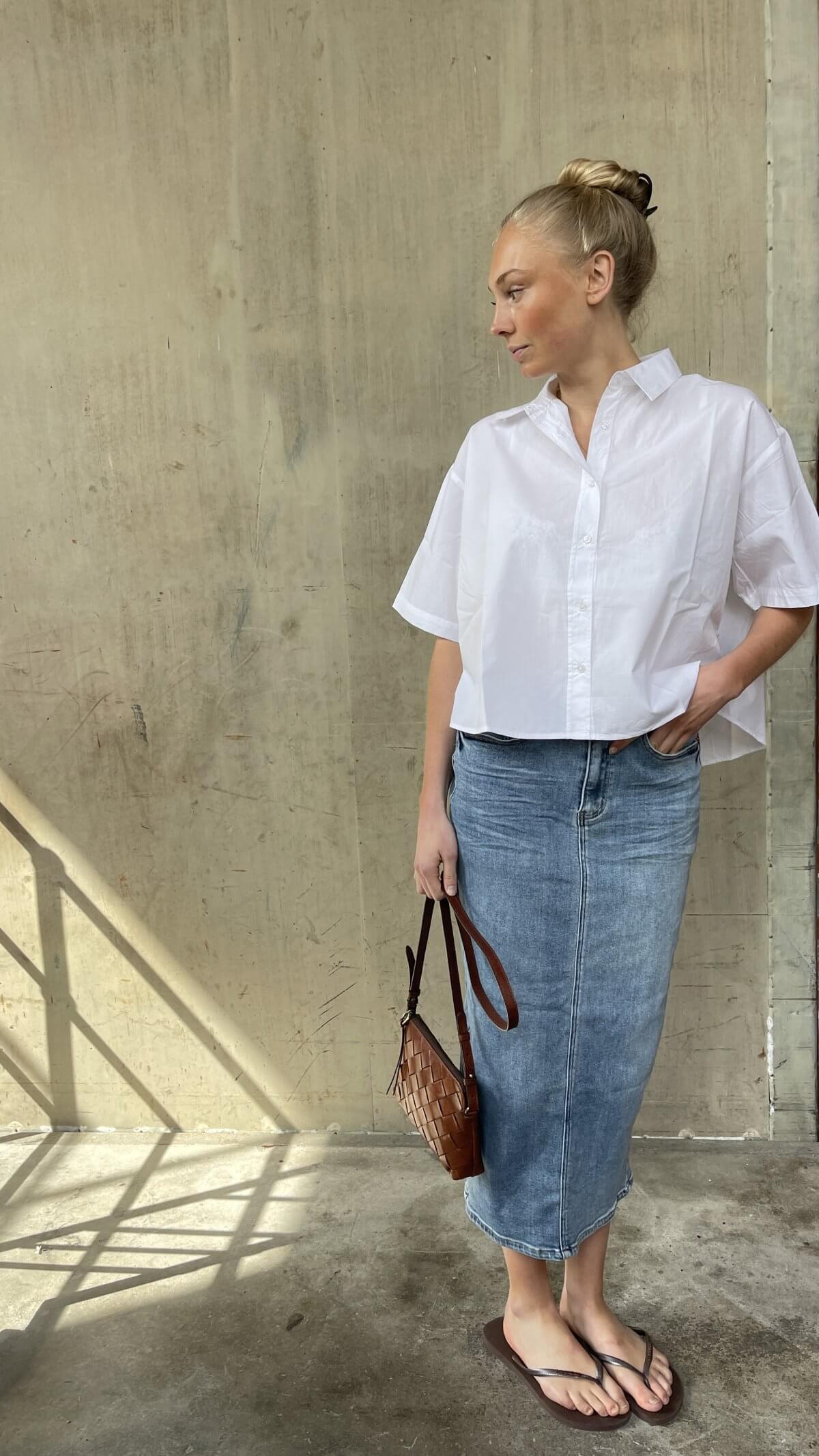 Doris long denim skirt